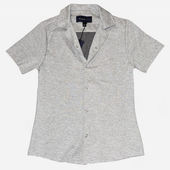 NWT River Island Men's Grey Short Sleeve Collared Button Down Shirt - Picture 1 of 8
